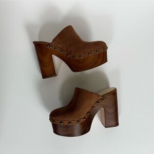 Brown Studded Women's Platform Shoes